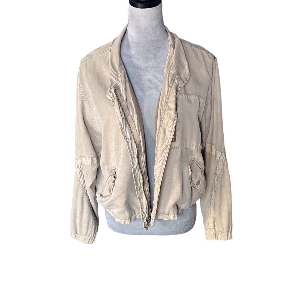 Young Fabulous & Broke Women's Small Beige Jacket Zip Up Pockets Casual - Picture 5 of 7